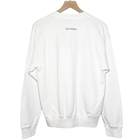 Sporty & Rich Wellness Club Crewneck in White/Verde - Picture 3 of 6